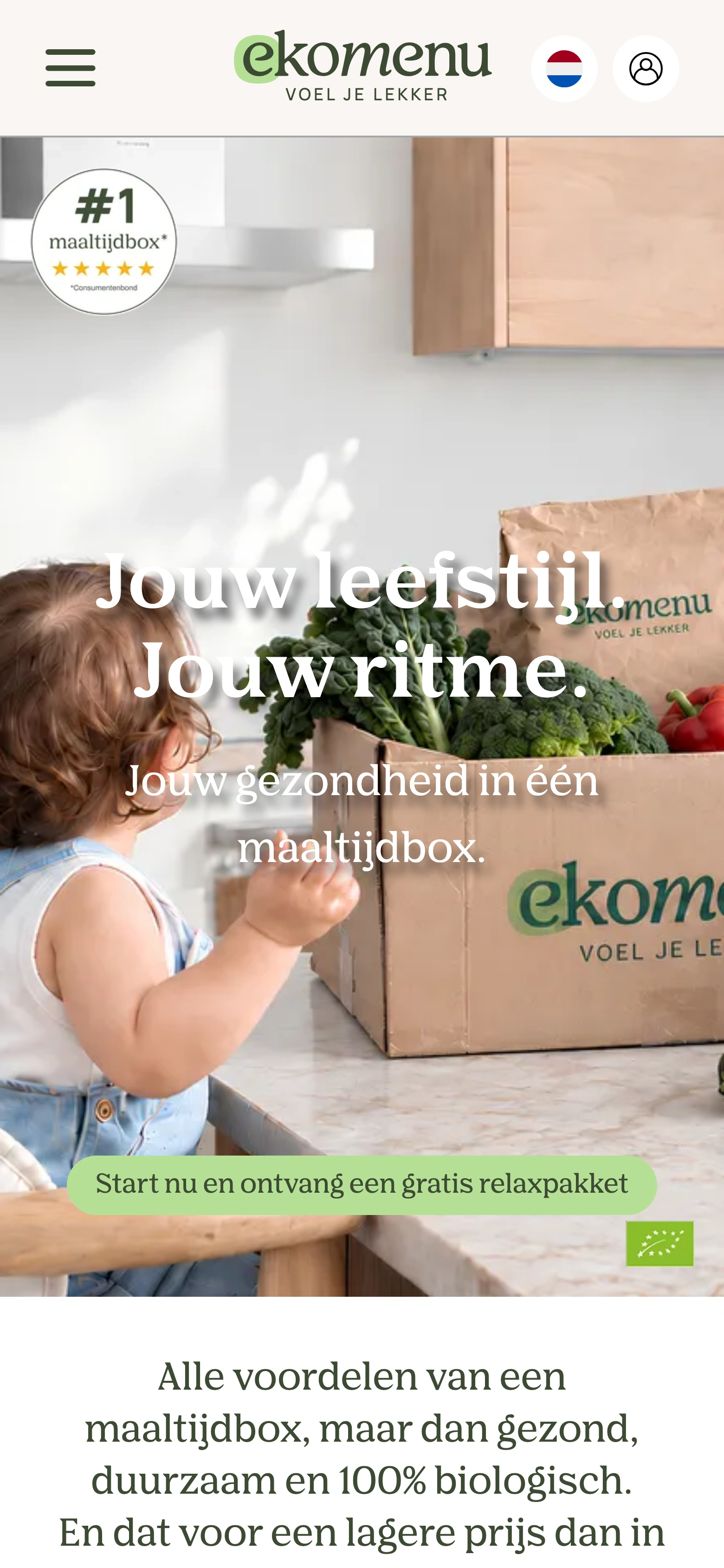 Ekomenu — mobiele website