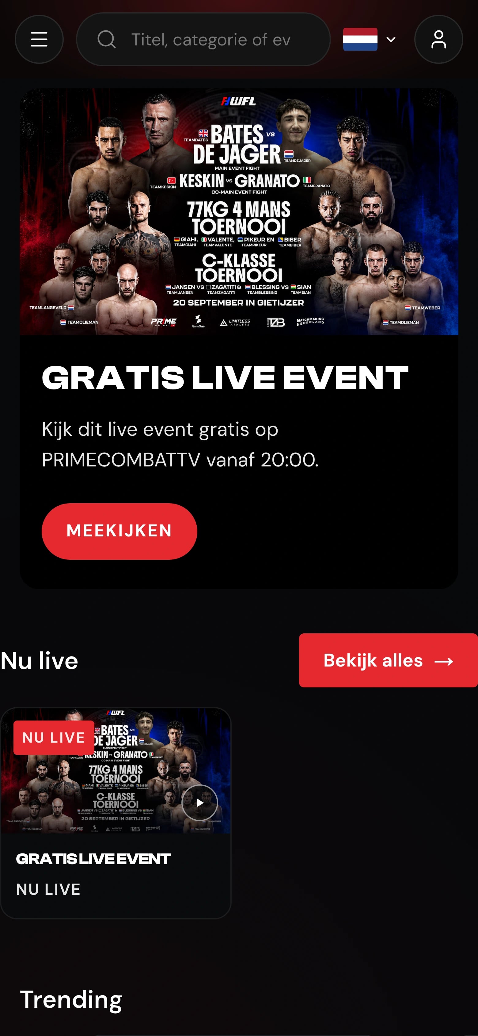 Prime Combat TV op een telefoon