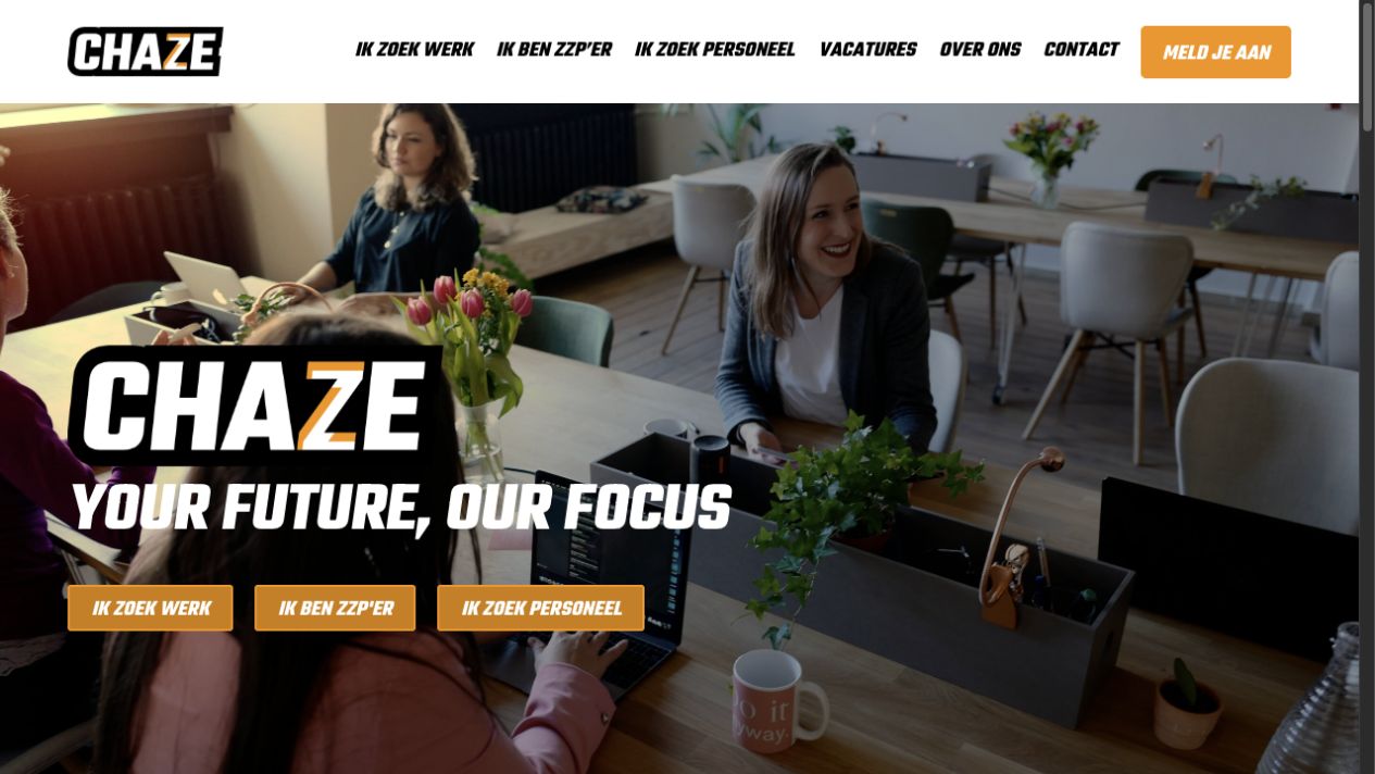 De website en het team van recruitmentbureau Chaze